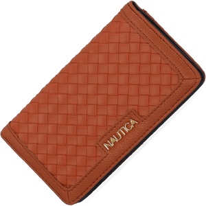 Nautica Seaside Slim Womens Wallet RFID Blocking Credit Card Holder, Coin Purse, Checkbook Organizer Clutch, Small Vegan Leather Wallet for Travel, Indigo(Cognac (Woven))