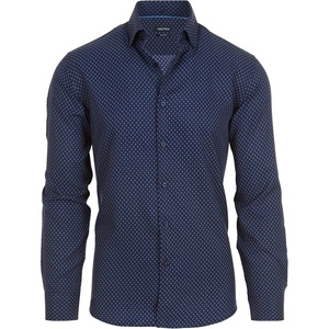 Nautica Slim Fit Mens Dress Shirts Long Sleeve Performance Polyester Fabric Wrinkle Free 4-Way Stretch(Navy Anchor)