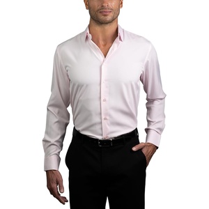 Nautica Slim Fit Mens Dress Shirts Long Sleeve Performance Polyester Fabric Wrinkle Free 4-Way Stretch(Powder Pink)