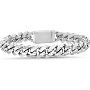 Nautica Stainless Steel Bracelet for Men 10mm Wide Cuban Link Chain 8.5 Inches Long Box Clasp
