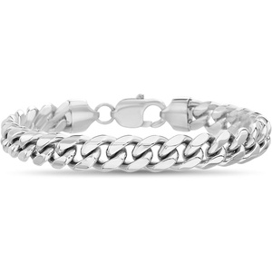 Nautica Stainless Steel Bracelet for Men 9mm Wide Miami Cuban Link Chain 8.5 Inches Long Lobster Clasp