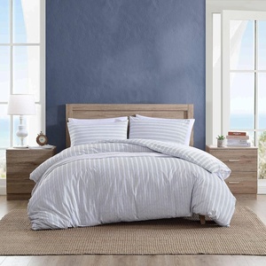 Nautica- Twin Duvet Cover, Cotton Reversible Bedding with Button Closure, Casual Home Décor for All Seasons (Coleridge Stripe Charcoal, Twin)(Beaux Stripe Blue)