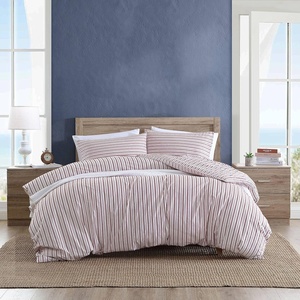 Nautica- Twin Duvet Cover, Cotton Reversible Bedding with Button Closure, Casual Home Décor for All Seasons (Coleridge Stripe Charcoal, Twin)(Coleridge Stripe Red)