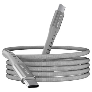 Nautica USB-C to USB-C Cable, 15W High-Speed Charging, Durable Braided Cable, Premium Quality, Universal Compatibility (Gray)