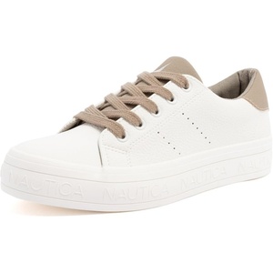 Nautica Women Fashion Sneaker Lace-Up Tennis Casual Shoes for Ladies(Kildate-white Taupe)