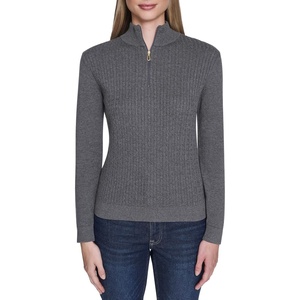 Nautica Women’s 1/4 Zip Mockneck Cable Sweater(Fog Heather)