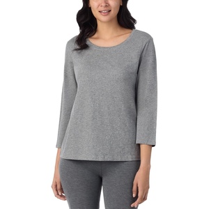Nautica Womens 3/4 Sleeve Sleep Shirt – Lightweight Breathable Pajama Top – Cotton Knit Jersey Crewneck Sleepwear Loungewear(Heather Grey)