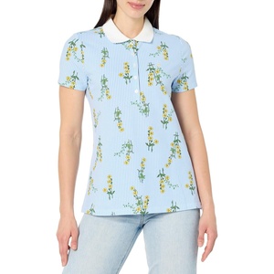 Nautica Women’s 5-Button Short Sleeve Breathable 100% Cotton Polo Shirt(Daffodil Multi)