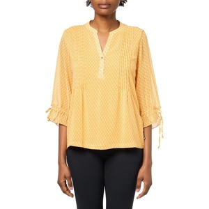 Nautica Women’s 5-Button Short Sleeve Breathable 100% Cotton Polo Shirt(Golden Glow Multi)