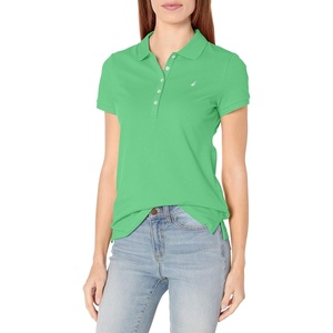 Nautica Women’s 5-Button Short Sleeve Breathable 100% Cotton Polo Shirt(Leaf Green)
