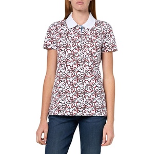 Nautica Women’s 5-Button Short Sleeve Breathable 100% Cotton Polo Shirt(New Bright White Multi)