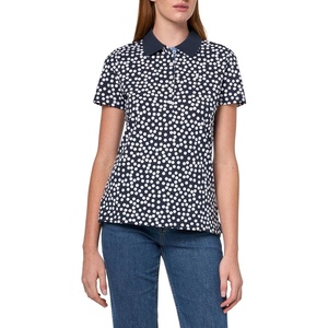Nautica Women’s 5-Button Short Sleeve Breathable 100% Cotton Polo Shirt(New Night Sky/Bright White)