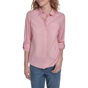 Nautica Women’s Button Front Long Sleeve Roll Tab Shirt(Bridal Rose)