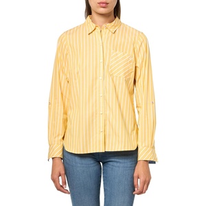 Nautica Women’s Button Front Long Sleeve Roll Tab Shirt(Goldenrod/White)