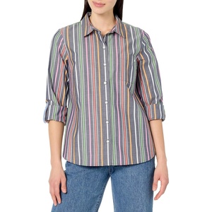 Nautica Women’s Button Front Long Sleeve Roll Tab Shirt(New Night Sky)