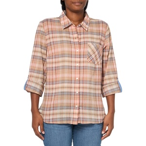 Nautica Women’s Button Front Long Sleeve Roll Tab Shirt(Tigers Eye)