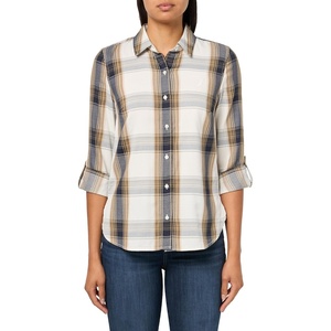 Nautica Women’s Button Front Long Sleeve Roll Tab Shirt(Tigers Eye Multi)
