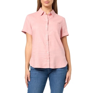 Nautica Women’s Button Front Short Sleeve Camp Shirt(Bridal Rose)