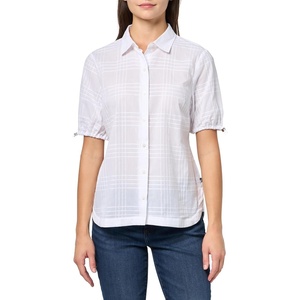 Nautica Women’s Button Front Short Sleeve Woven Collard Camp Shirt(Bright White)