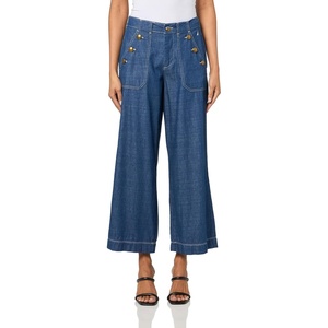 Nautica Women’s Button Pocket Wide Leg Sailor Jeans(Indigo Wash)
