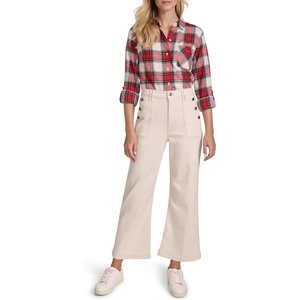 Nautica Women’s Button Pocket Wide Leg Sailor Jeans(Natural)