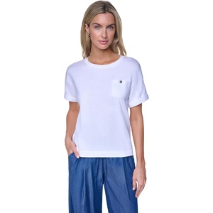 Nautica Women’s Crew Neck Solid Short Sleeve Sweater(Bright White)