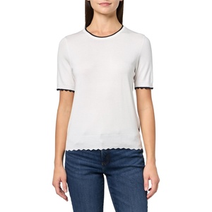 Nautica Women’s Crew Neck Solid Short Sleeve Sweater(Bright White/Night Sky)