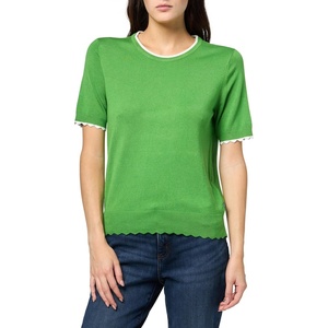 Nautica Women’s Crew Neck Solid Short Sleeve Sweater(New Leaf/Bright White)