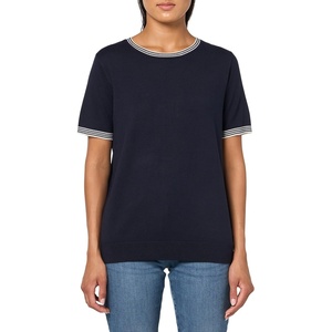 Nautica Women’s Crew Neck Solid Short Sleeve Sweater(Sky Captain/ Ivory)