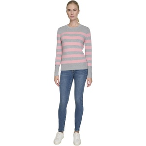 Nautica Women’s Crewneck Stripe Long Sleeve Crewneck Sweater(Mist Heather Multi)