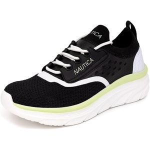 Nautica Women’s Fashion Sneaker Lace-Up Running Shoe Casual Max Cushioning Walking Tennis Sneaker(Black-seracen)