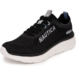 Nautica Women’s Fashion Sneaker Lace-Up Running Shoe Casual Max Cushioning Walking Tennis Sneaker(Black-venera)