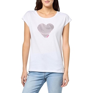 Nautica Women’s Hotfix Short Sleeve Heart Graphic Tee(Bright White)