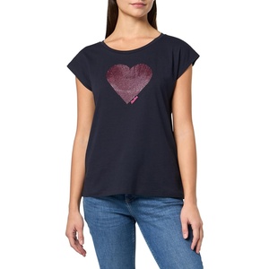 Nautica Women’s Hotfix Short Sleeve Heart Graphic Tee(Night Sky)