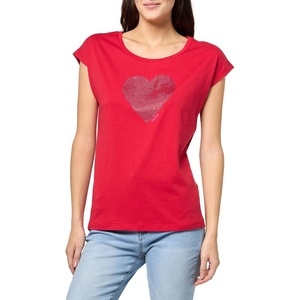 Nautica Women’s Hotfix Short Sleeve Heart Graphic Tee(Scarlet)