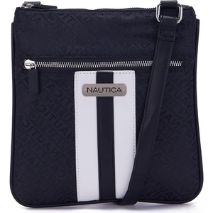 Nautica Womens Lakeside Signature North South Crossbody Bag(Black)