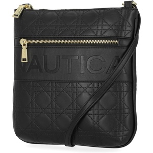 Nautica Womens Lakeside Signature North South Crossbody Bag(Black (Lattice Quilt))