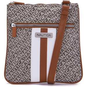 Nautica Womens Lakeside Signature North South Crossbody Bag(Khaki)