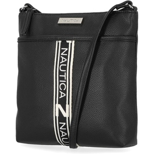 Nautica Womens Lakeside Signature North South Crossbody Bag(Linked Black)