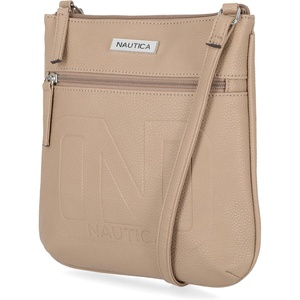 Nautica Womens Lakeside Signature North South Crossbody Bag(Mushroom (Bannerman))