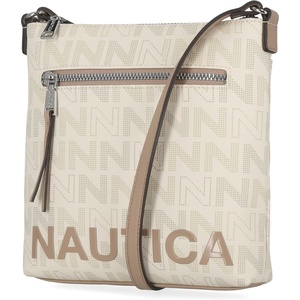 Nautica Womens Lakeside Signature North South Crossbody Bag(Outer Banks (Bone Multi))
