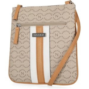 Nautica Womens Lakeside Signature North South Crossbody Bag(Porthole Khaki)