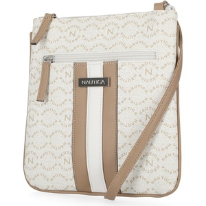 Nautica Womens Lakeside Signature North South Crossbody Bag(Porthole White)
