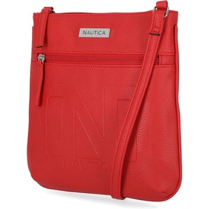 Nautica Womens Lakeside Signature North South Crossbody Bag(Red (Bannerman))