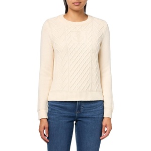 Nautica Women’s Long Sleeve Anchor Crewneck Sweater(White Swan)