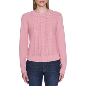 Nautica Women’s Long Sleeve Cable Crewneck Sweater(Bridal Rose)