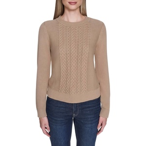 Nautica Women’s Long Sleeve Cable Crewneck Sweater(Camel)