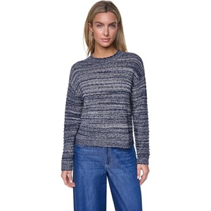Nautica Women’s Long Sleeve Cable V-Neck Sweater(Night Sky/White Swan)