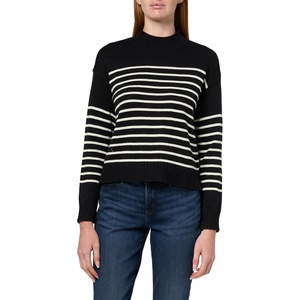 Nautica Women’s Long Sleeve Pullover Mockneck Sweater(Black/White Swan)