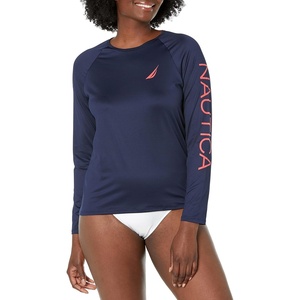 Nautica Women’s Long Sleeve Rashguard – Quick-Dry, UPF Protection, Swim Shirt, Pool, Beach, Hiking, Yoga, Volleyball(Deep Sea)